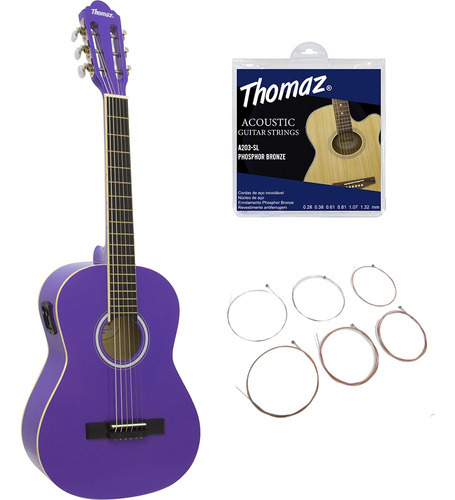 Kit Violão Kids Tcg 360 Aeq Roxo Thomaz +encordoamento 203sl Orientação da mão Destro