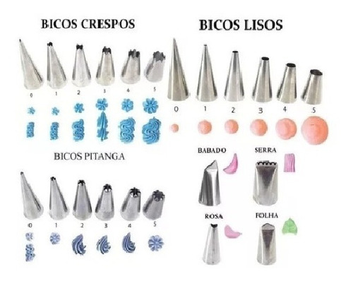 Bicos Confeiteiros 22 Peças Inox Grandes + 5 Sacos 50 Cm