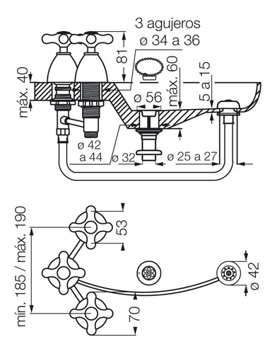 Imagen 2 de 7 de Griferia Para Bidet C/transf Y Lluvia 295/62cr Margot Fv