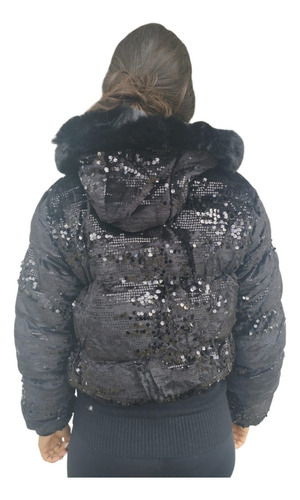 Campera Mujer Puffer Con Lentejuelas