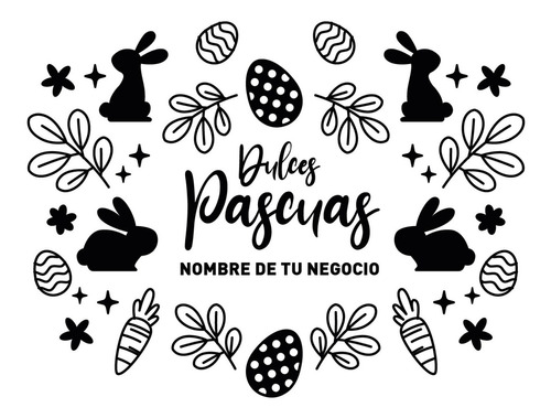 Vinilo Para Vidrieras Pascua Con Nombre De Tu Local!