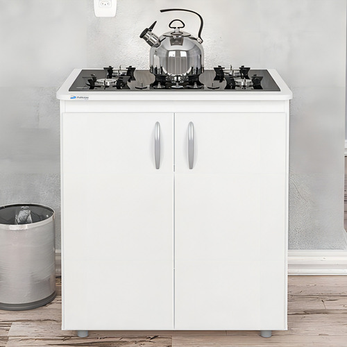 Balcão De Cozinha Floreal 2 Portas Para Cooktop Branco
