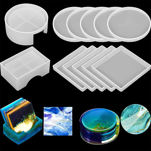 Moldes De Posavasos Resina De Silicona Fácil Liberación 5pcs