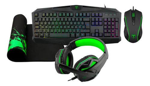 Combo Gamer T-dagger Teclado Mouse Pad Auriculares Con Micro