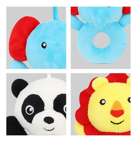 Peluche Sonajero Colgante Animales De Plush 18cm Color Blanco Diseño Oso Panda
