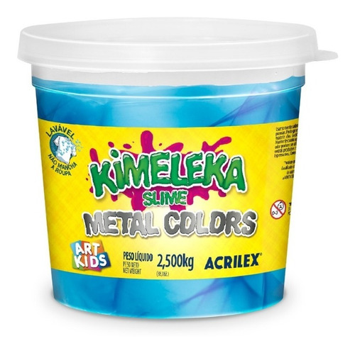 Slime Kimeleca Metálica Balde 2,5 Kg Acrilex Lavavel Azul