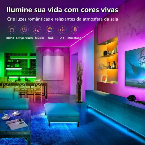 20m Luz Fita Led Bluetooth Rgb Colorida Com Fonte Controle