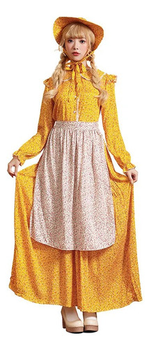 Disfraz Infantil De Niña Pionera, Vestido Colonial De Prader