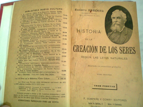 Libro Historia De La Creacion De Todos Los Seres Antiguo