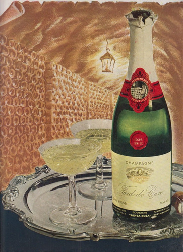 1945 Hoja Publicidad De Vino Champagne Fond De Cave Vintage