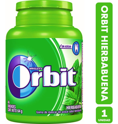 Chicle Orbit Sabor Hierbabuena - Sin Azúcar(frasco Con 46un)