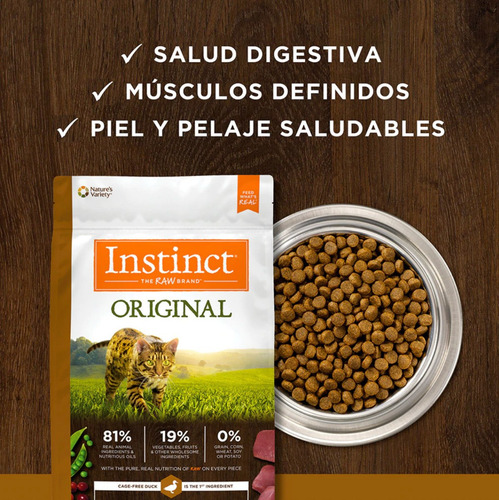 Imagen 6 de 6 de Croquetas Instinct Pato 4.5 Kg Para Gatos Todas Las Edades