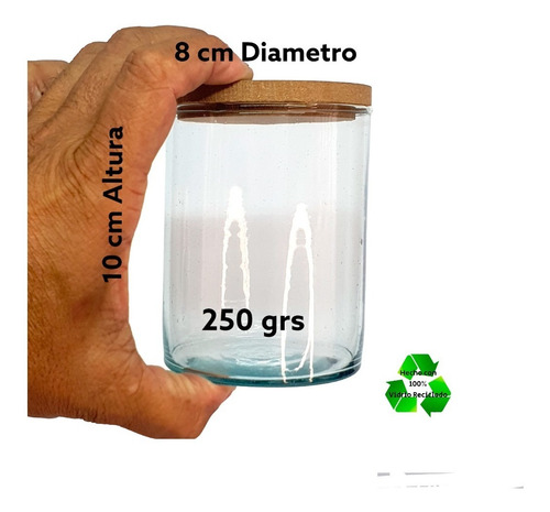 Imagen 5 de 6 de Frascos/ Cilindros 8x10cm (250gr) P/ Velas C/ Tapa Mdf 25pz