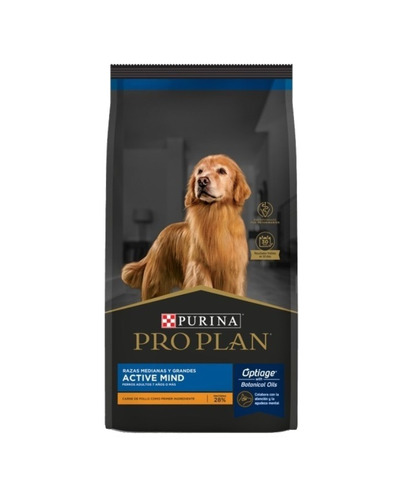 Alimento Pro Plan OptiAge Active Mind 7+ para perro senior de raza mediana y grande sabor pollo y arroz en bolsa de 3 kg