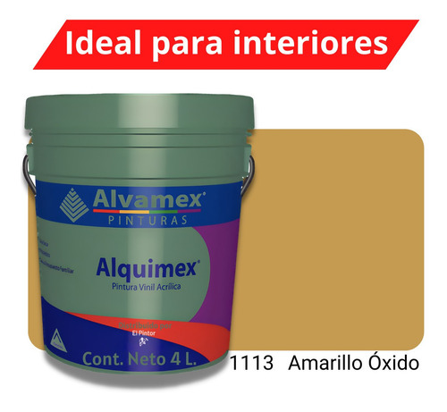 Pintura Vinílica Alquimex Interior 4 Litros Color Amarillo Óxido (1113)