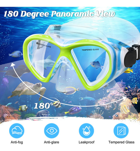 Gafas De Natación For Niños, Máscara De Buceo Y Snorkel