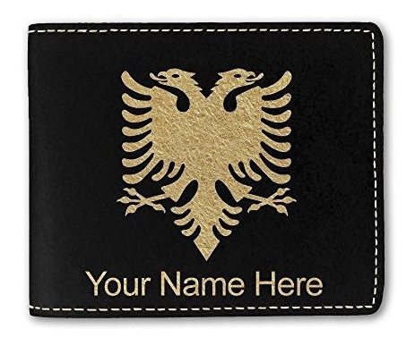 Faux Leather Wallet, Flag Of Albania, Personalized Vntyr