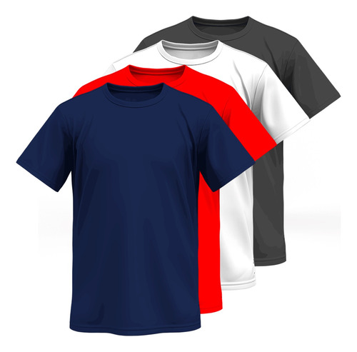 Kit 4 Camisetas Masculinas Algodão Basica Dia A Dia Uniforme