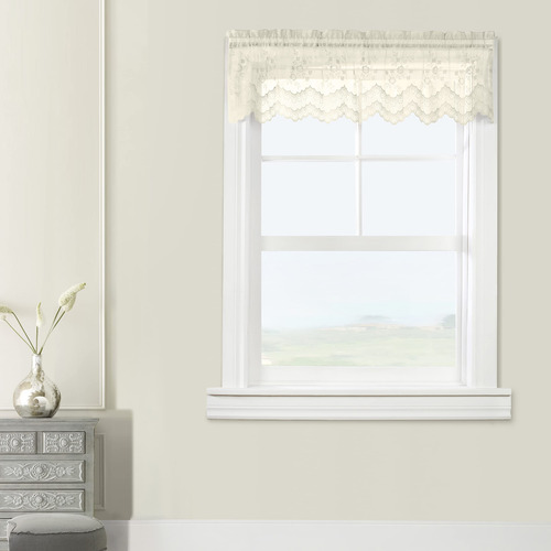 Cenefa Cortina Encaje Jacquard Para Ventana 56 X 15 Cascara