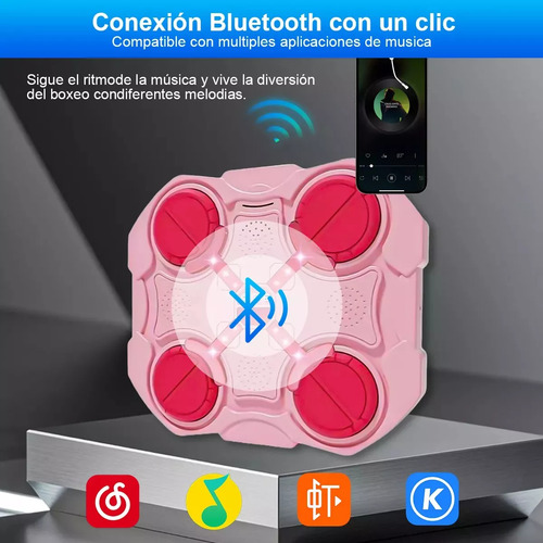 Máquina De Boxeo Musical En Paredes Para Adultos Y Niños,con Función Bluetooth, Con Un Par De Guantes,rosa
