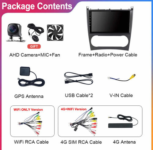 Radio Android Carplay 2+32 Mercedes Benz Clase C 2005-2007