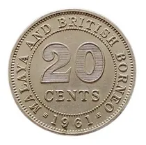 Comprar 20 Cents Malasya British Borneo Singapur 1961 Moneda Colecci