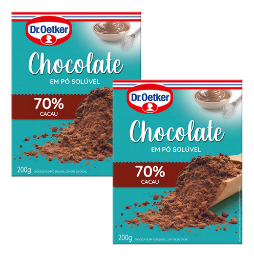 Chocolate Em Pó Solúvel 70% Cacau Dr.oetker Kit Com 2 X 200g
