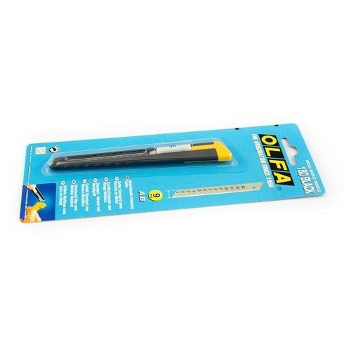 Cutter Olfa 180-b Estándar De Metal Black De 9mm Con Blister