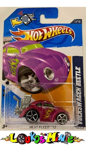 Hot Wheels Volkswagen Beetle Heat Fleet 2012 #151 Fusca Rosa