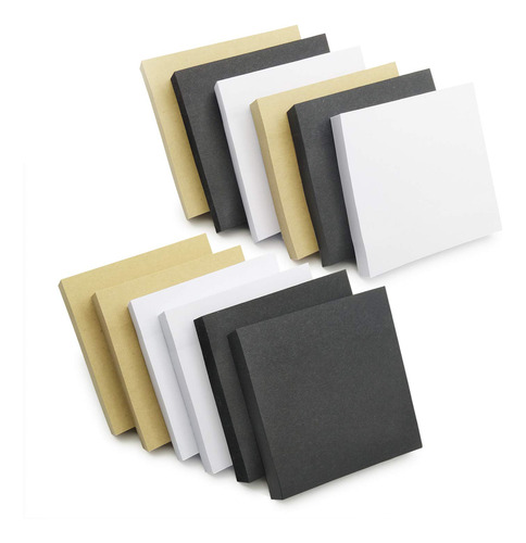 Notas Adhesivas 3x3 12 Blocs 100 Hojas Cada Uno Negro, Blanco Y Marrón