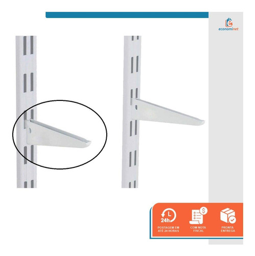 Kit 6 Un Suporte Trilho Duplo Branco Starfer 27cm