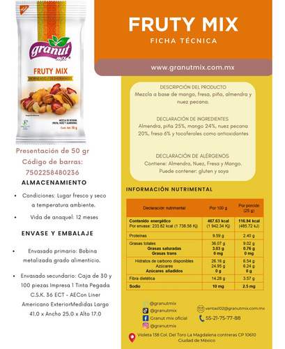 Fruty Mix De Granut Mix 50g (12 Pzas)