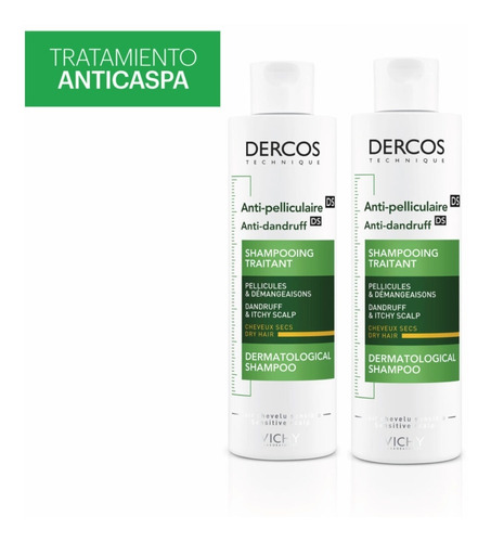 Combo X2 Vichy Dercos Shampoo Anticaspa Seco 