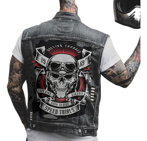 Chaleco Vaquero De Hombre, Calavera, Moto.