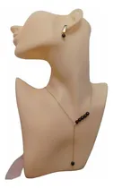 Comprar Cadena Más Aros Con Perlas Y Piedras Ágata Baño Oro 18k