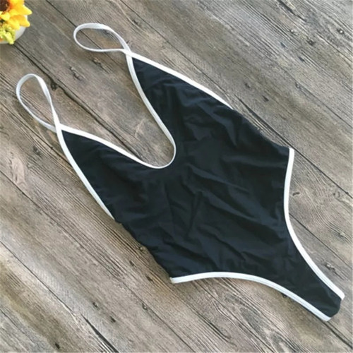 Ropa De Baño Mujer, Monokini Hilo Rojo Y Negro