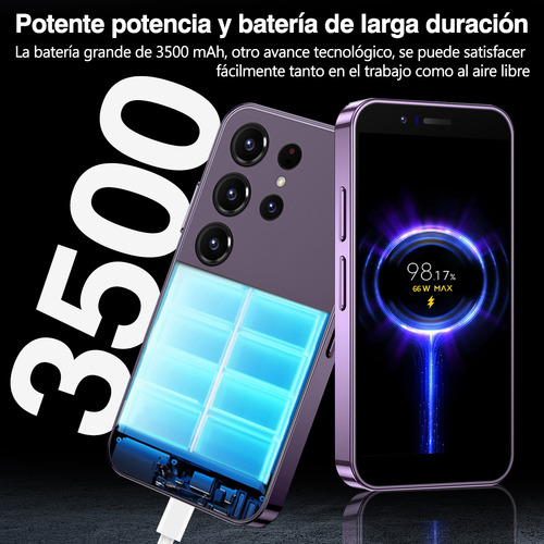 White Shark Phone Mini 3GB Ram + 32GB ROM Android 10 Dual Camera 8mp+5mp 2.95 Hd Smartphone 3500mah Wifi Púrpura