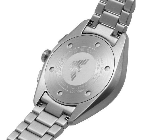 Reloj Hombre Caballero Emporio Armani Modelo 11480 Correa Plata Bisel Plata Fondo Verde