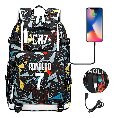 Mochilas Cristiano Ronaldo com porta de carregamento USB Cor H