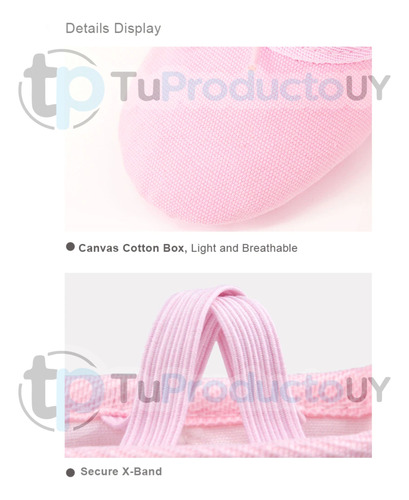Imagen 4 de 7 de Zapatilla Ballet Lona Puntera Cuero Rosa Danza -tuproductouy