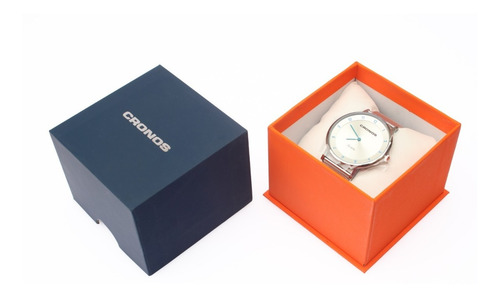 Imagen 4 de 10 de Reloj Cronos Tempus Blue Acero Inox Ultra Fino Resist Agua