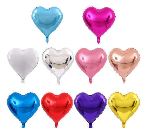 Globo Corazón Metalizado 18 Pulgadas Pack X 2 Unidades Rojo Corazón
