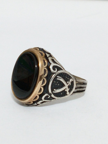 Anillo De Plata Maciza Onix Negro Unisex 