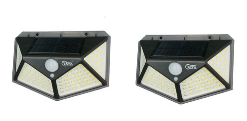 Kit 2 Luminária Solar Parede 100led Sensor Presença 3 Funçõe