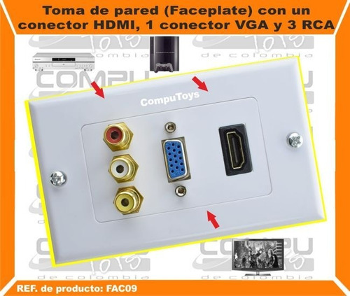 Imagen 2 de 6 de Tapa De Acceso Uniones Hd Vga Y Rca Ref: Fac09 Computoys Sas