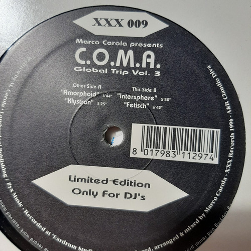 Vinilo Marco Carola Coma Global Trip Vol 3 Xxx Record E2