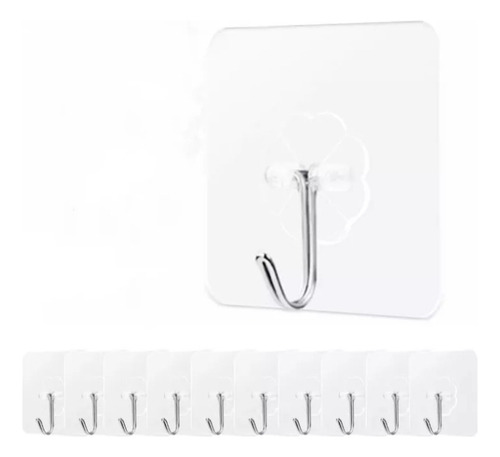 Pack 30 Colgadores Adhesivos Con Ganchos De Acero Inoxidable