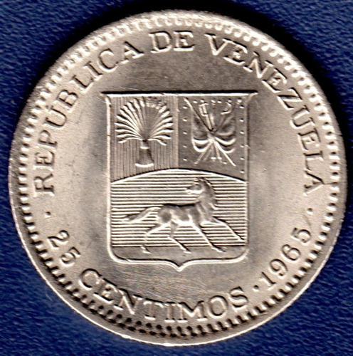 Moneda De Níquel De 25 Céntimos De 1965