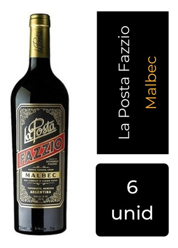 Vino La Posta Fazzio Malbec Caja X 6 750ml Mp Drinks