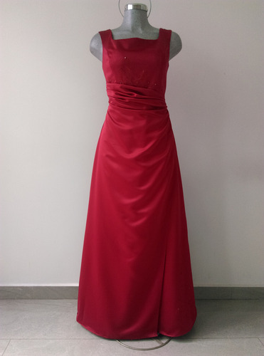 Vestido Rojo Satinado De Fiesta. Talla 12.(g)